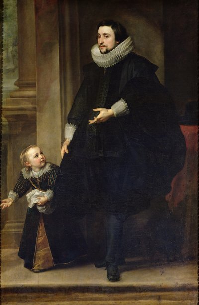 Portrait of a Nobleman and His Child or Portrait of the Brother of Rubens by Anthony van Dyck